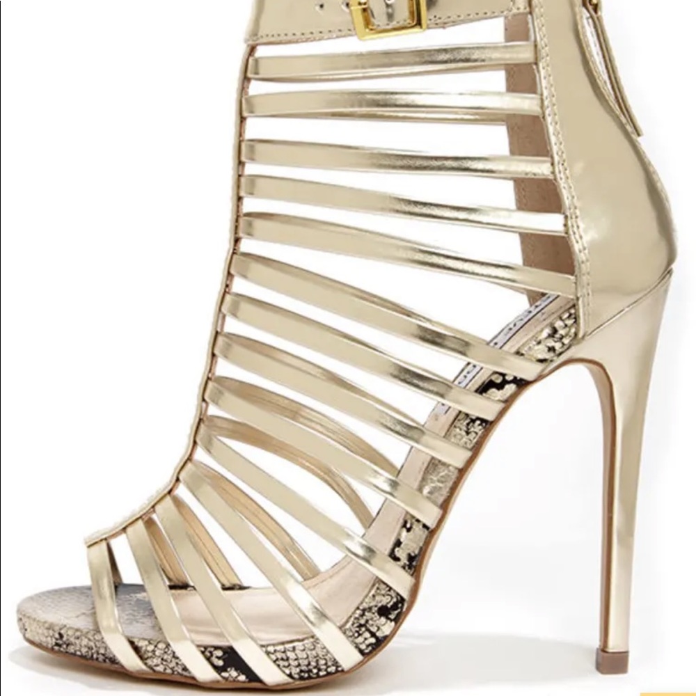 Steve Madden Marnee Gold Caged High Heel Booties
